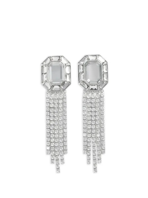 Self-Portrait Crystal Droplet Earrings in Silver