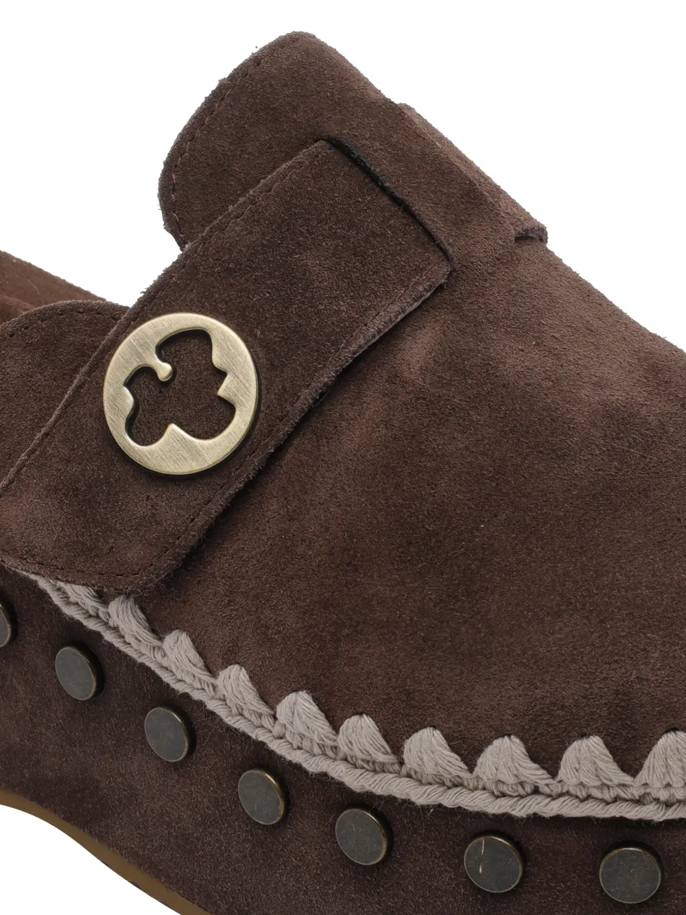Mou Klompen met ronde neus en studs Bruin