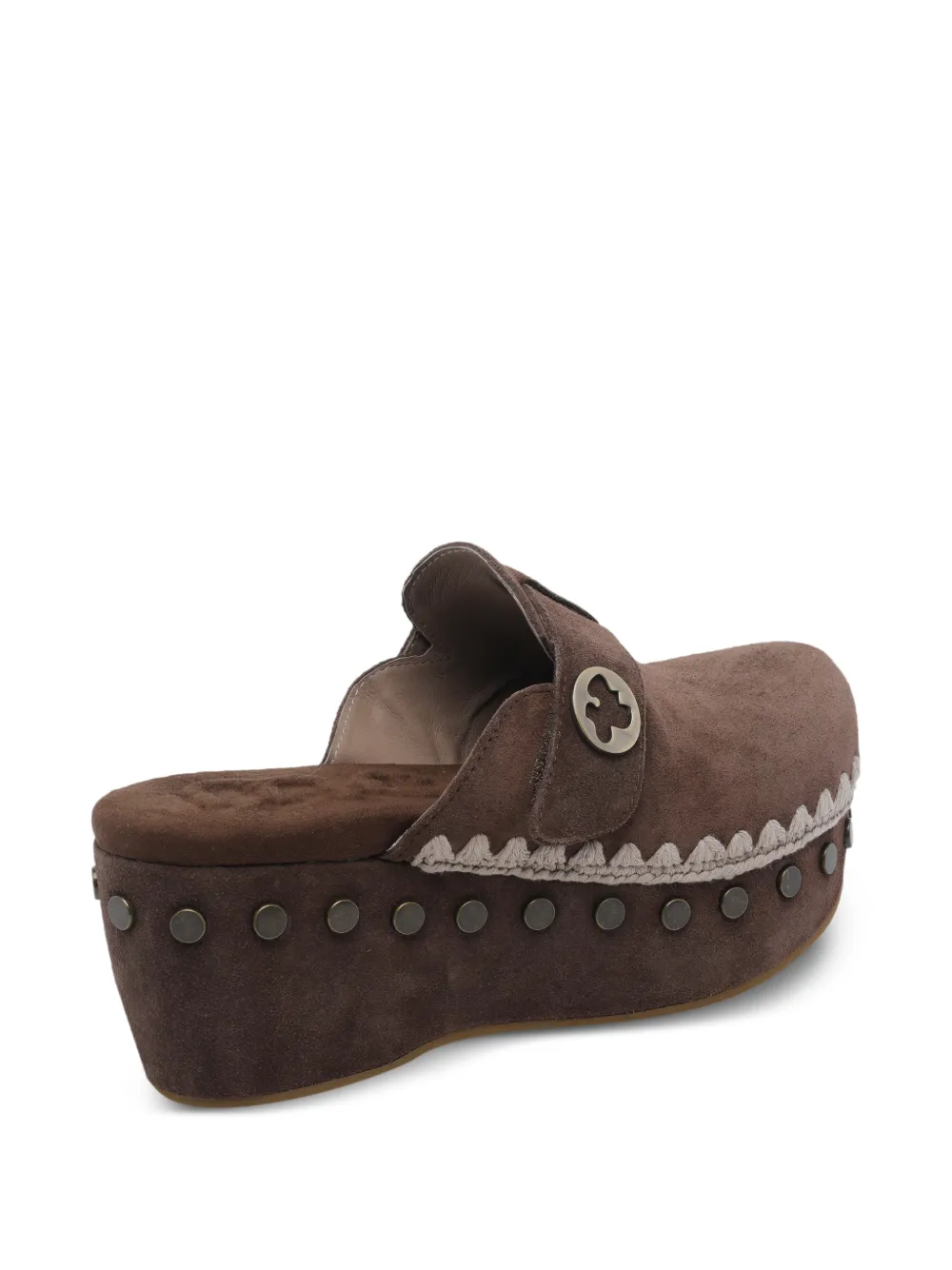 Mou Klompen met ronde neus en studs Bruin