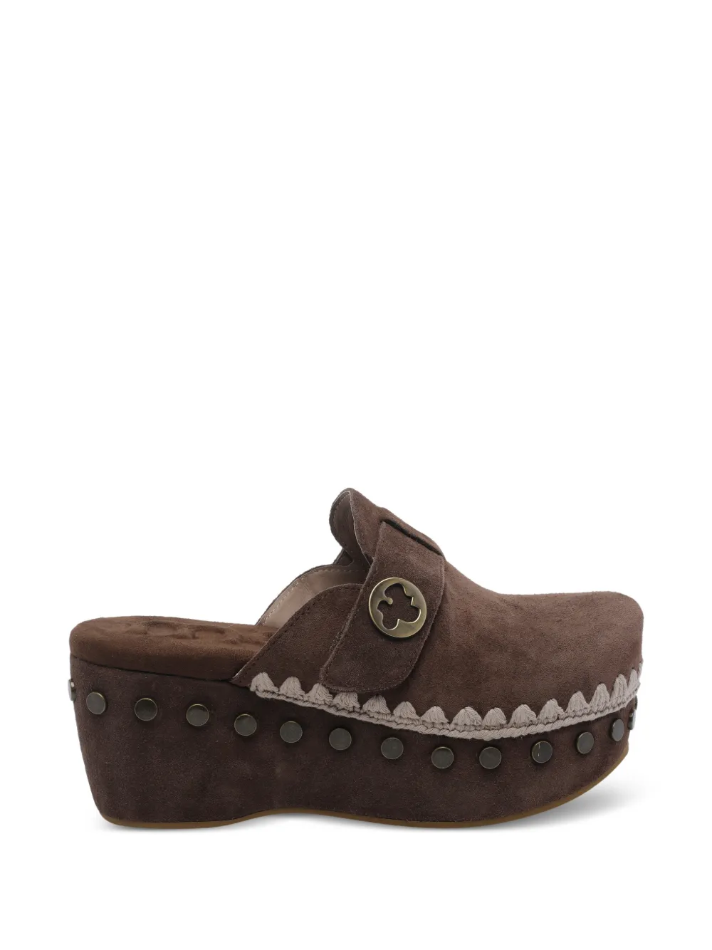 Mou round-toe studded clogs - Marrone