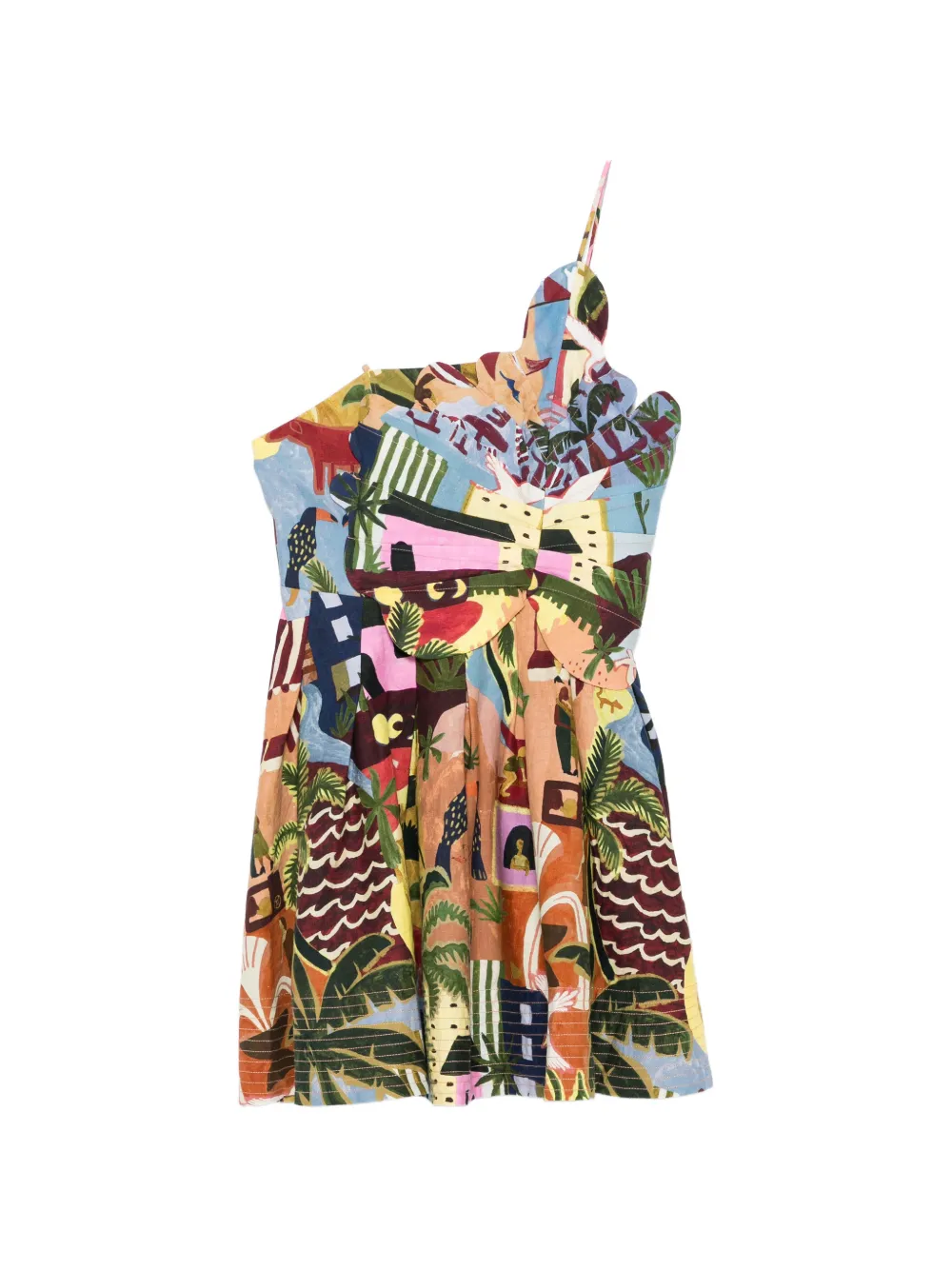 FARM Rio graphic-print bow-detail dress - Blu