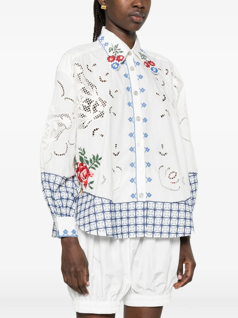 FARM Rio Richelieu broderie anglaise top met borduurwerk Wit