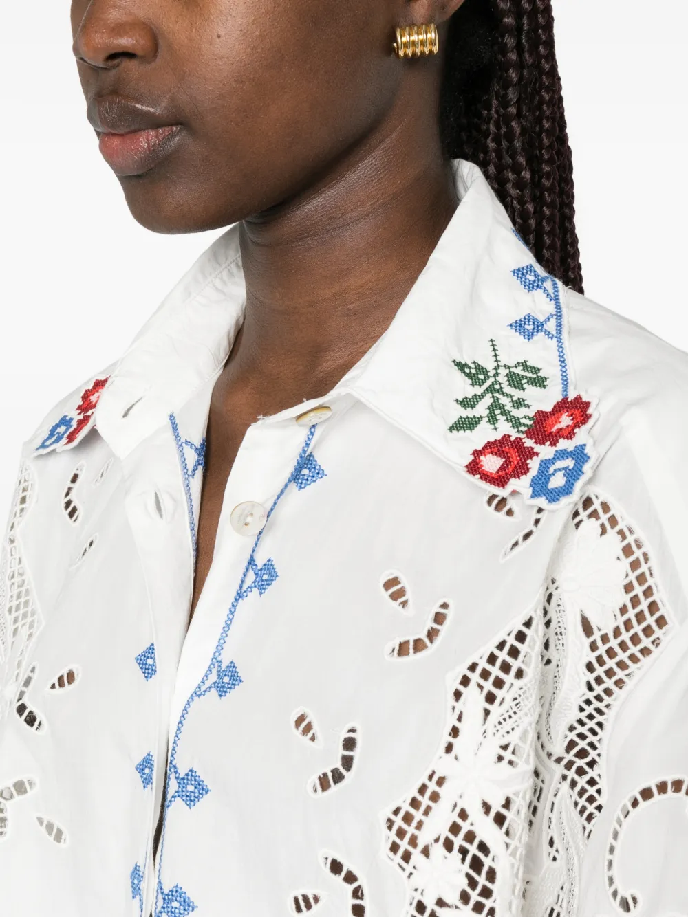FARM Rio Richelieu broderie anglaise top met borduurwerk Wit