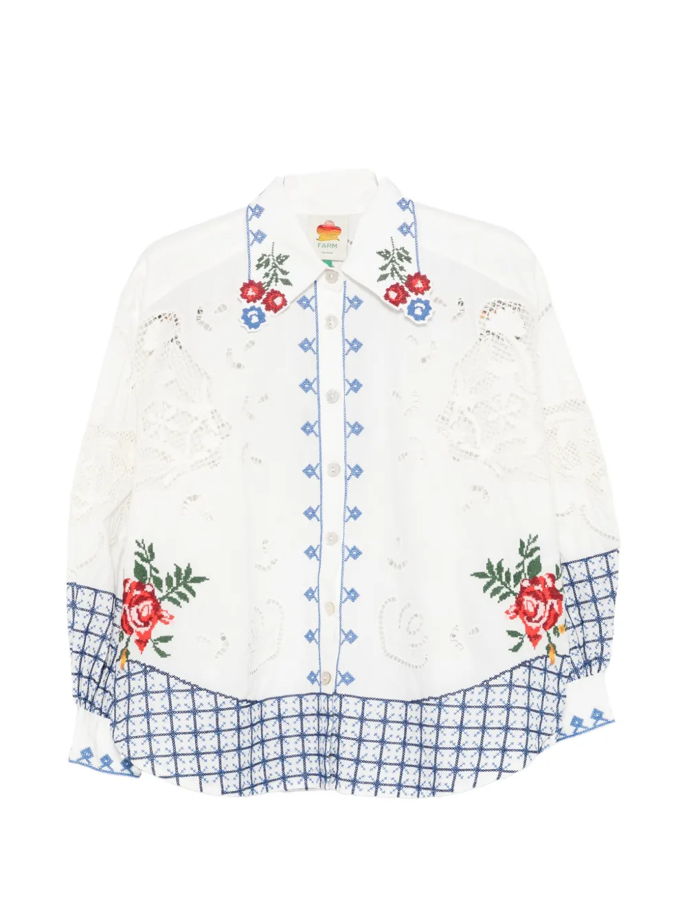 FARM Rio Richelieu embroidered broderie anglaise top - Bianco