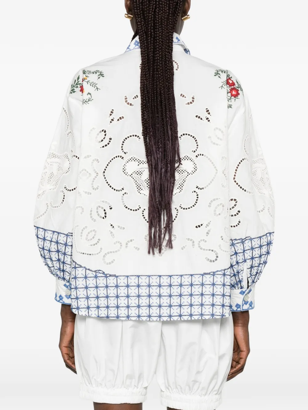 FARM Rio Richelieu broderie anglaise top met borduurwerk Wit