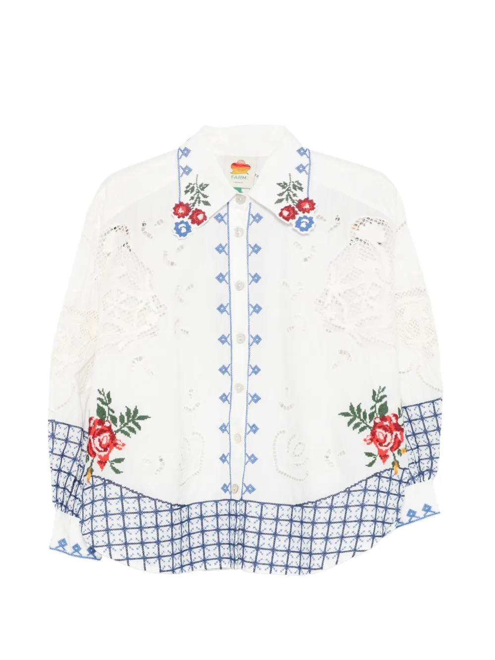 FARM Rio Richelieu embroidered broderie anglaise top - Bianco