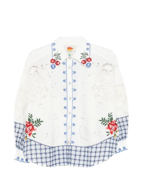 FARM Rio Richelieu embroidered broderie anglaise top