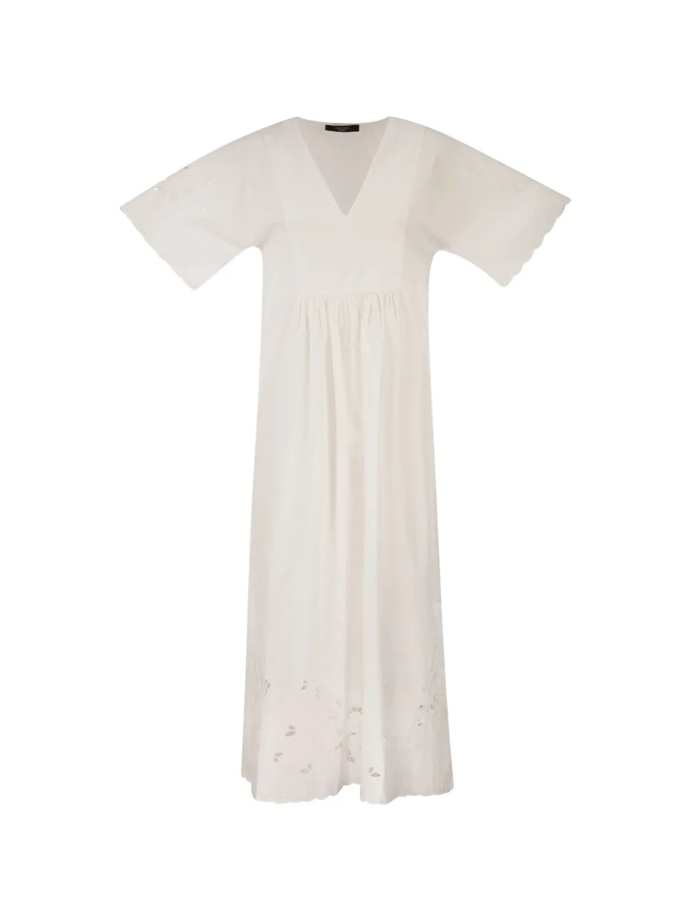 Weekend Max Mara Embroidered V-neck Dress In White