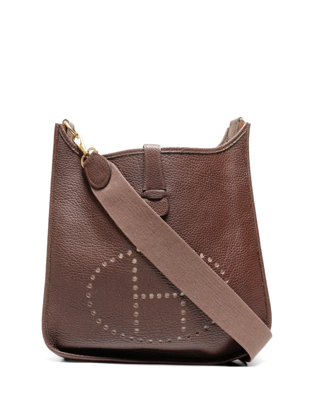 Hermès Pre-Owned 1992 perforated leather shoulder bag - Braun