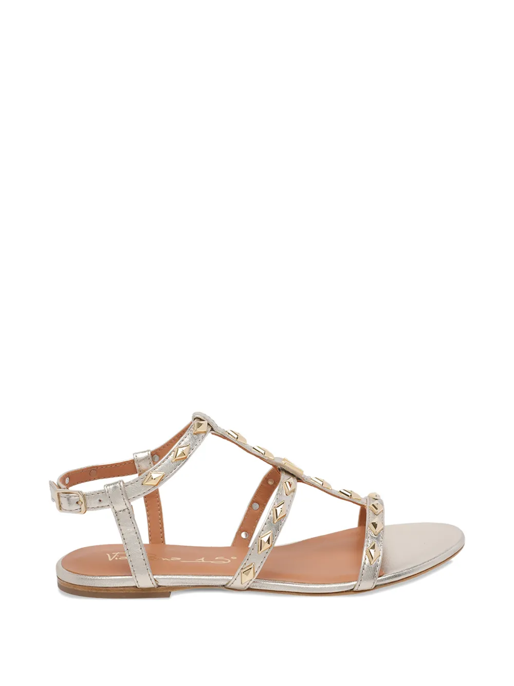 Via Roma 15 leather flat sandals - Argento