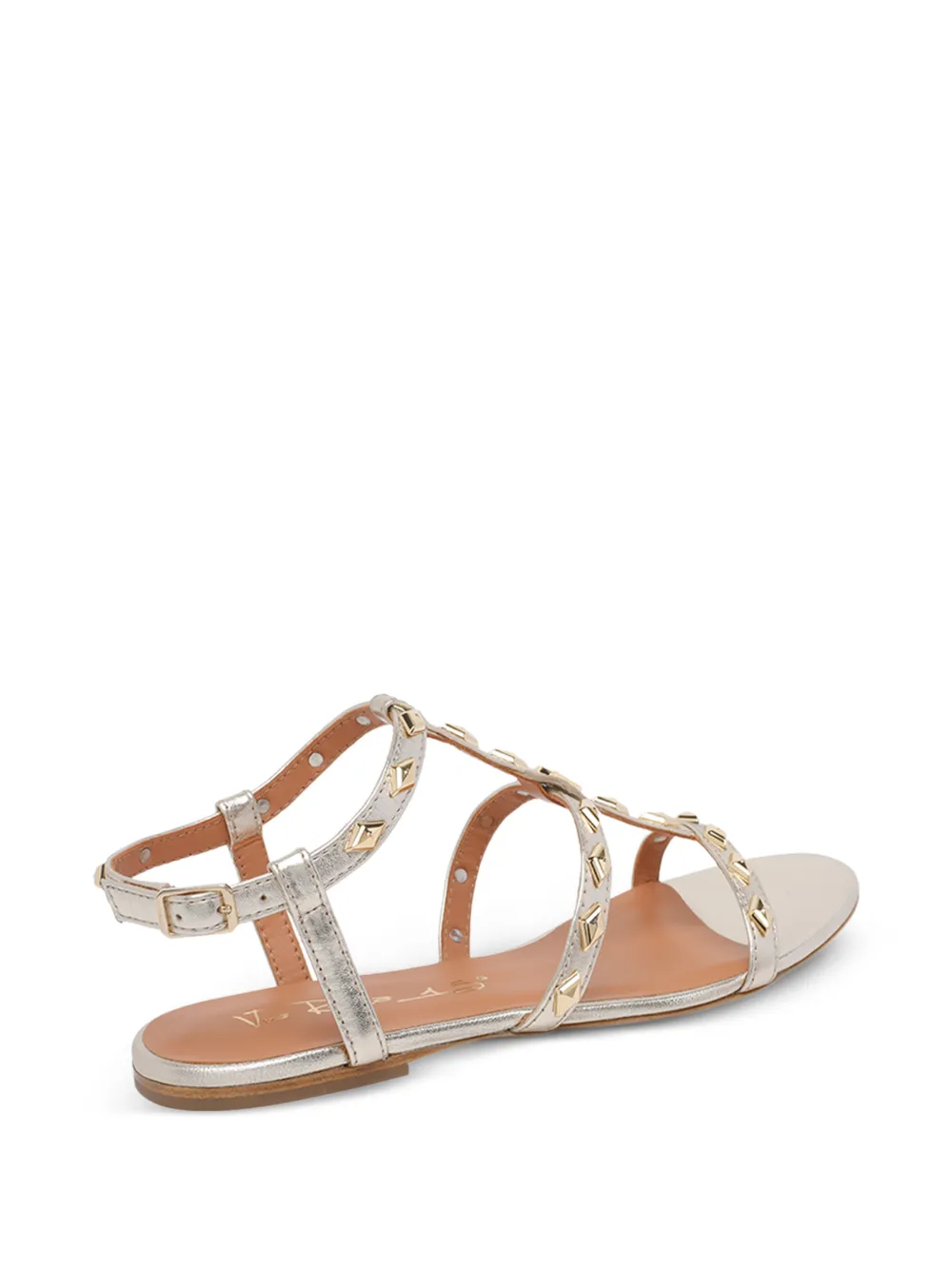 Via Roma 15 Platte leren sandalen Zilver