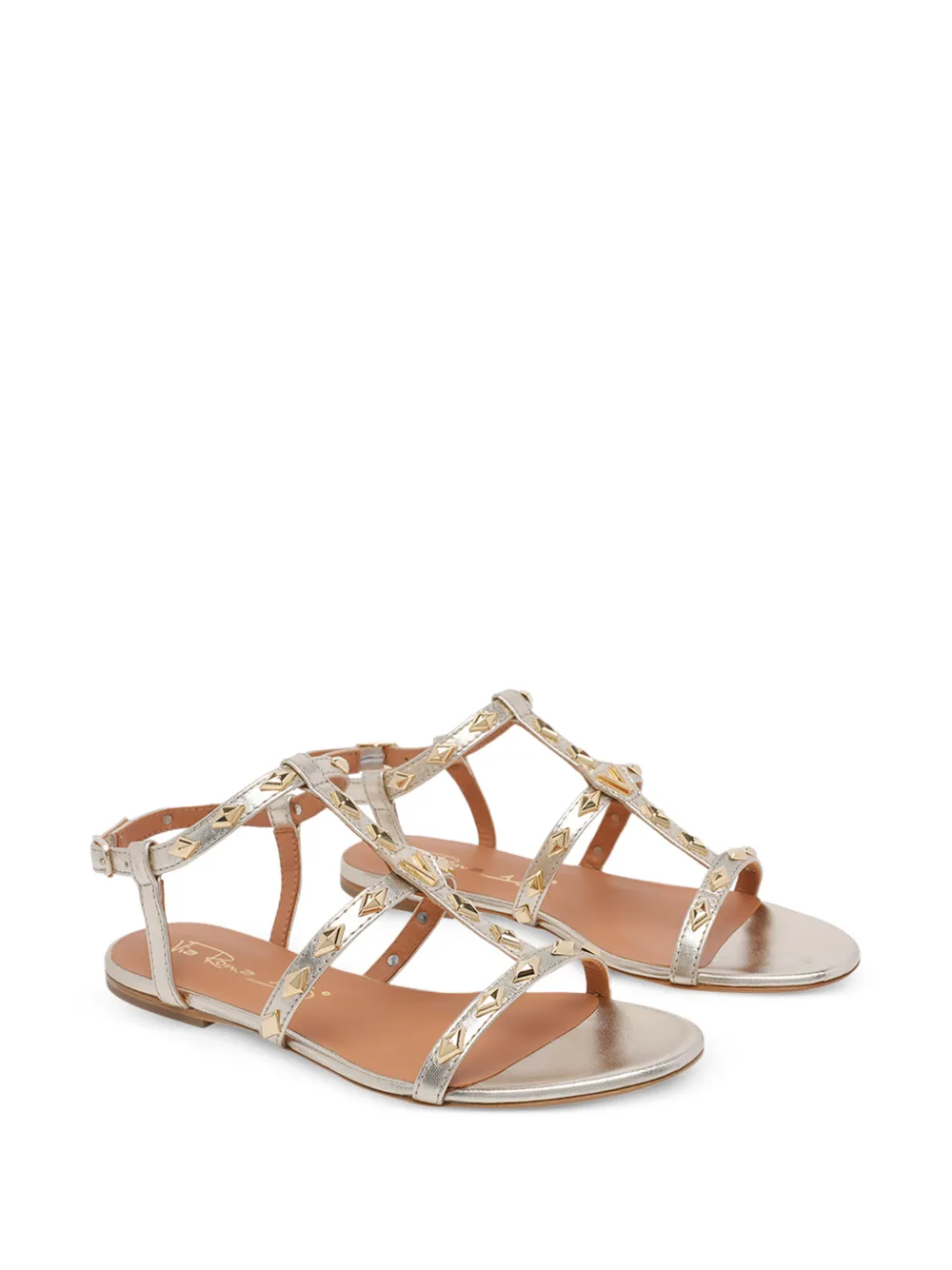 Via Roma 15 Platte leren sandalen Zilver