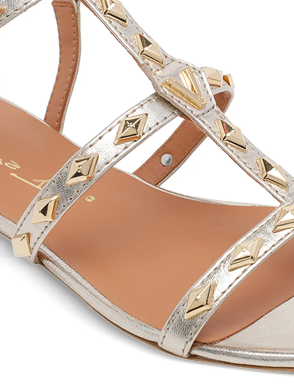 Via Roma 15 Platte leren sandalen Zilver