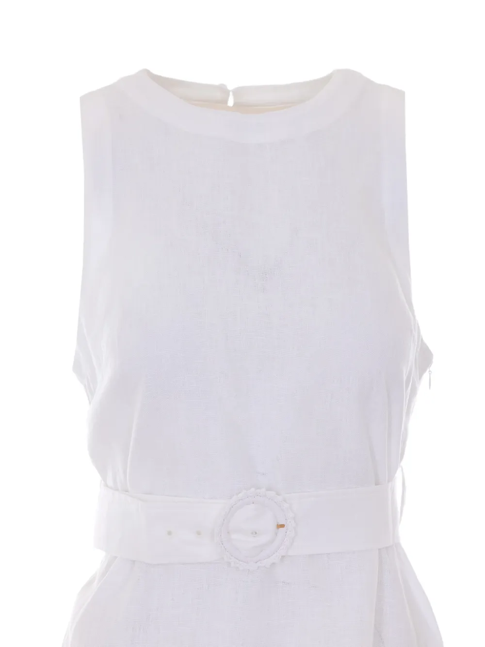 TWINSET Midi-jurk met bloemenkant en ceintuur Wit