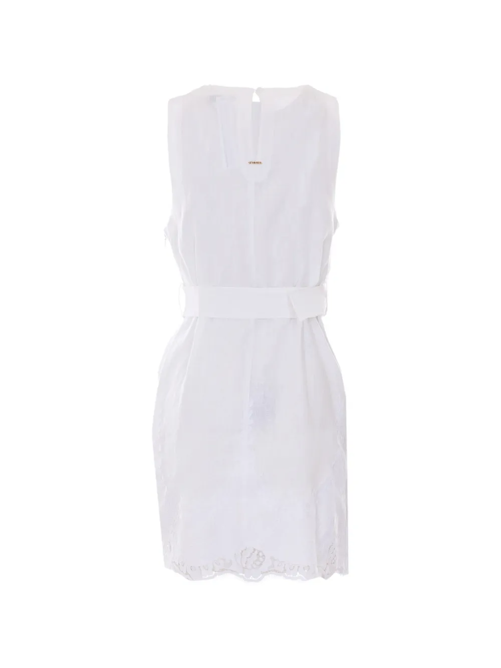 TWINSET Midi-jurk met bloemenkant en ceintuur Wit