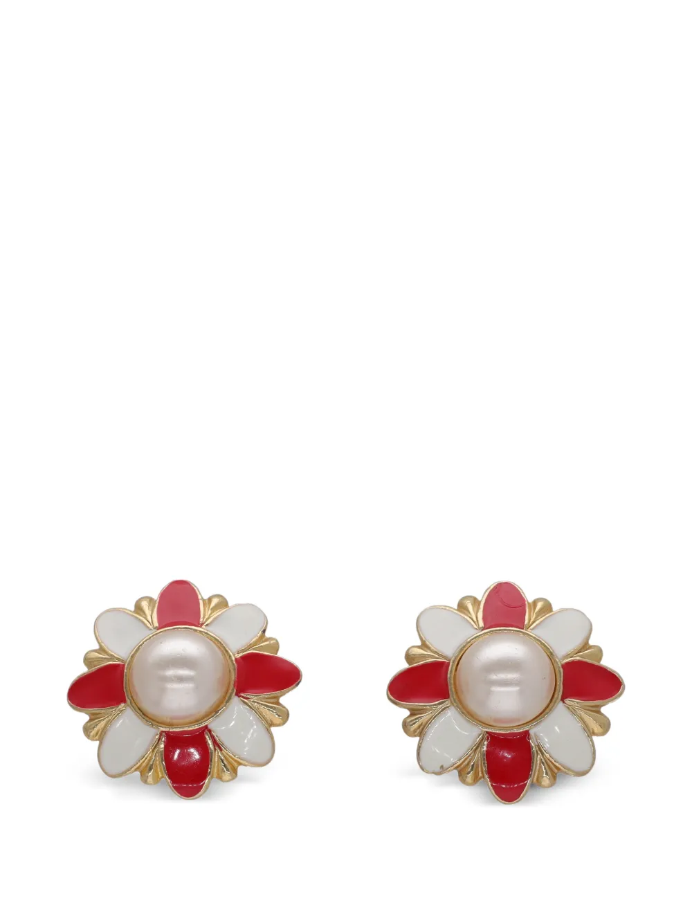 Vintage flower clip-on earrings - Gold