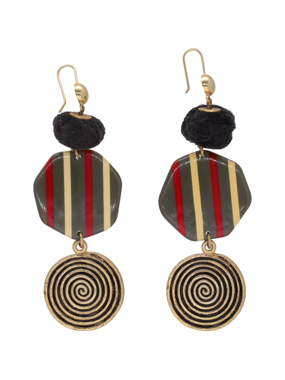 Enrico Coveri Vintage striped drop earrings - Oro