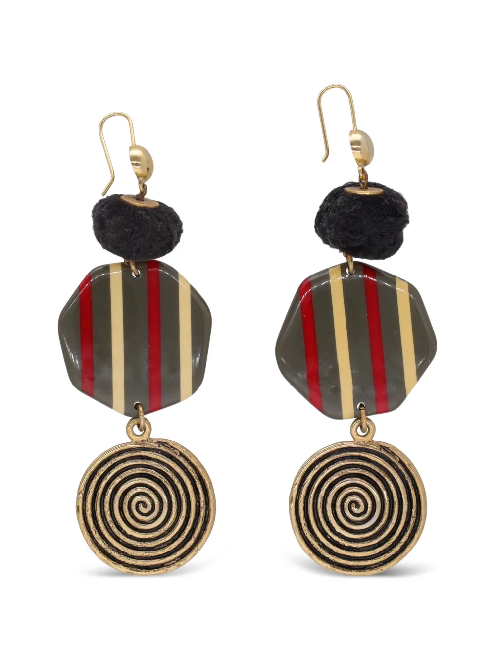 Enrico Coveri Vintage striped drop earrings - Oro