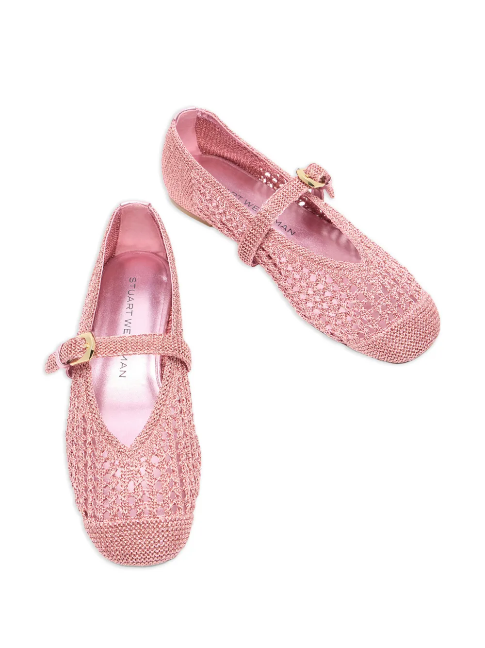 Stuart Weitzman Leora gehaakte ballerina's Roze