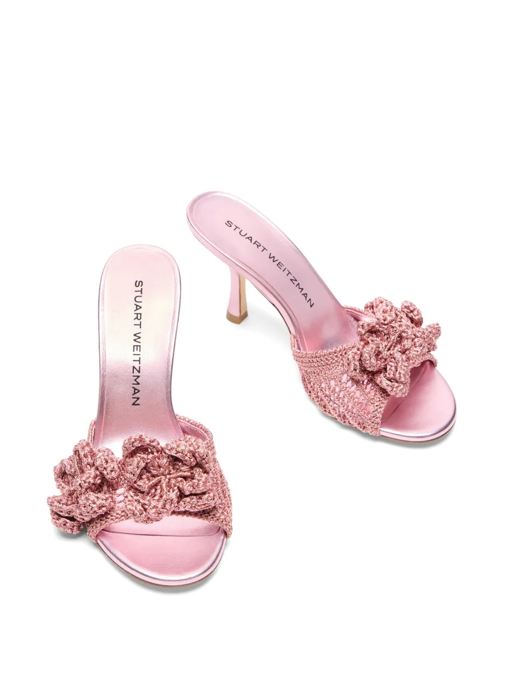 Stuart Weitzman Lotus sandalen met bloemenpatch Roze