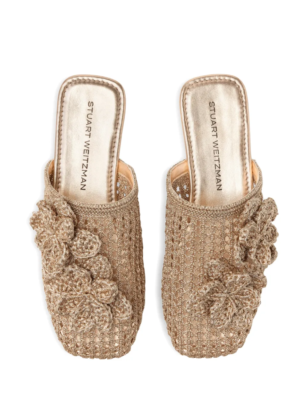 Stuart Weitzman Lotus floral-appliqué mules Goud
