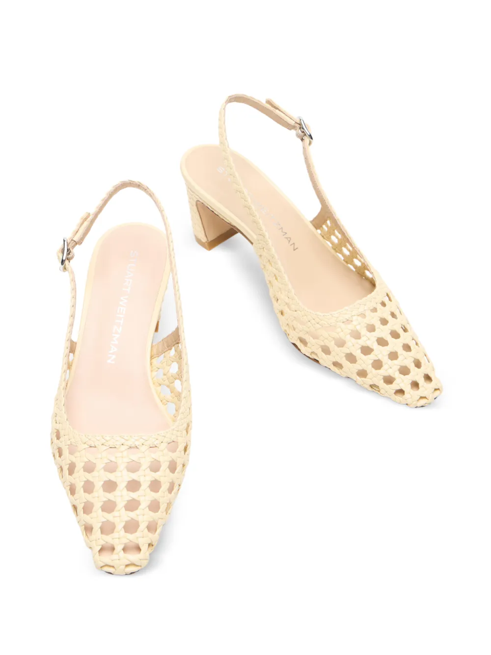 Stuart Weitzman Stassi geweven slingback pumps Beige