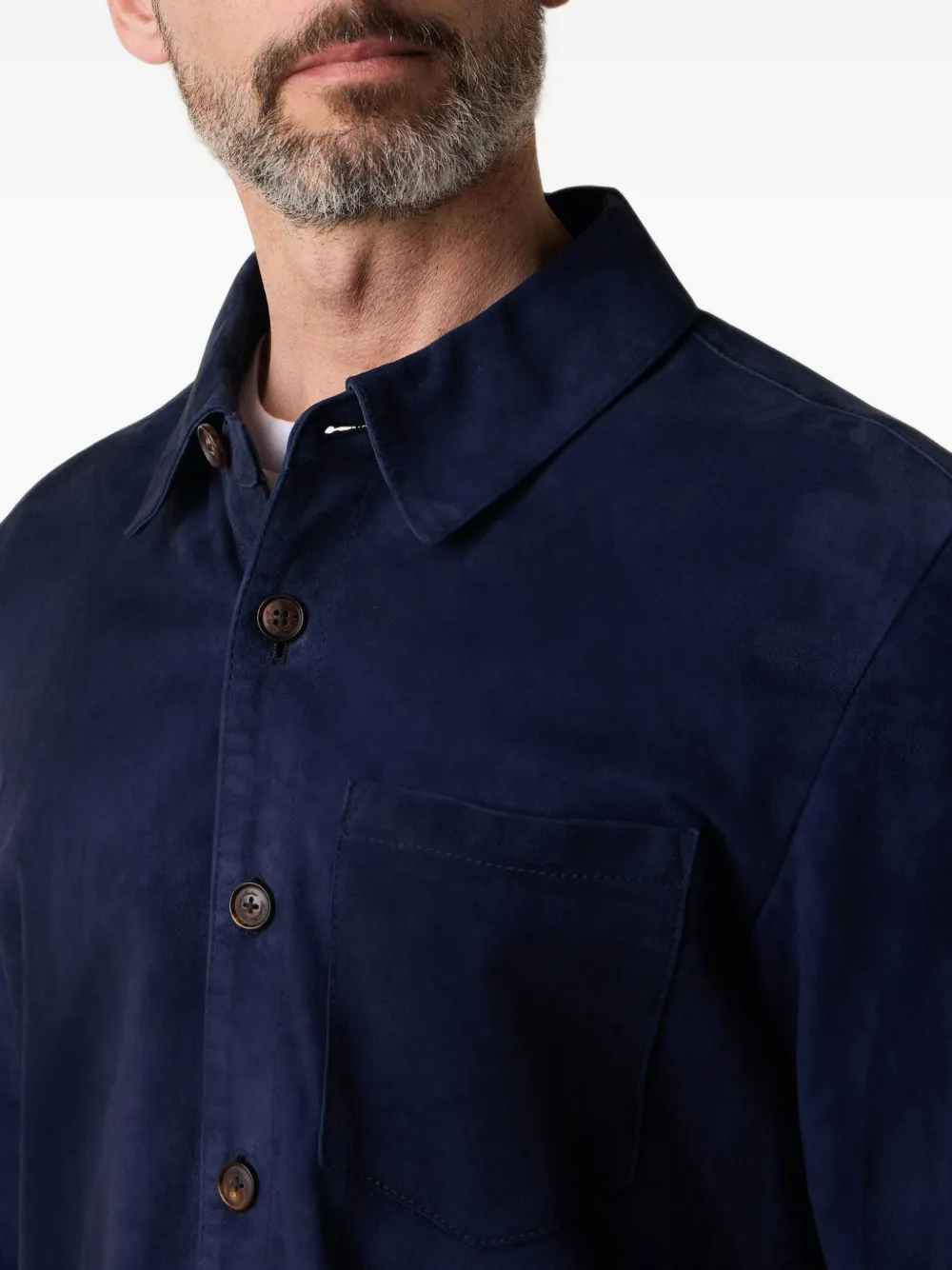 Brooks Brothers Suède shirtjack Blauw