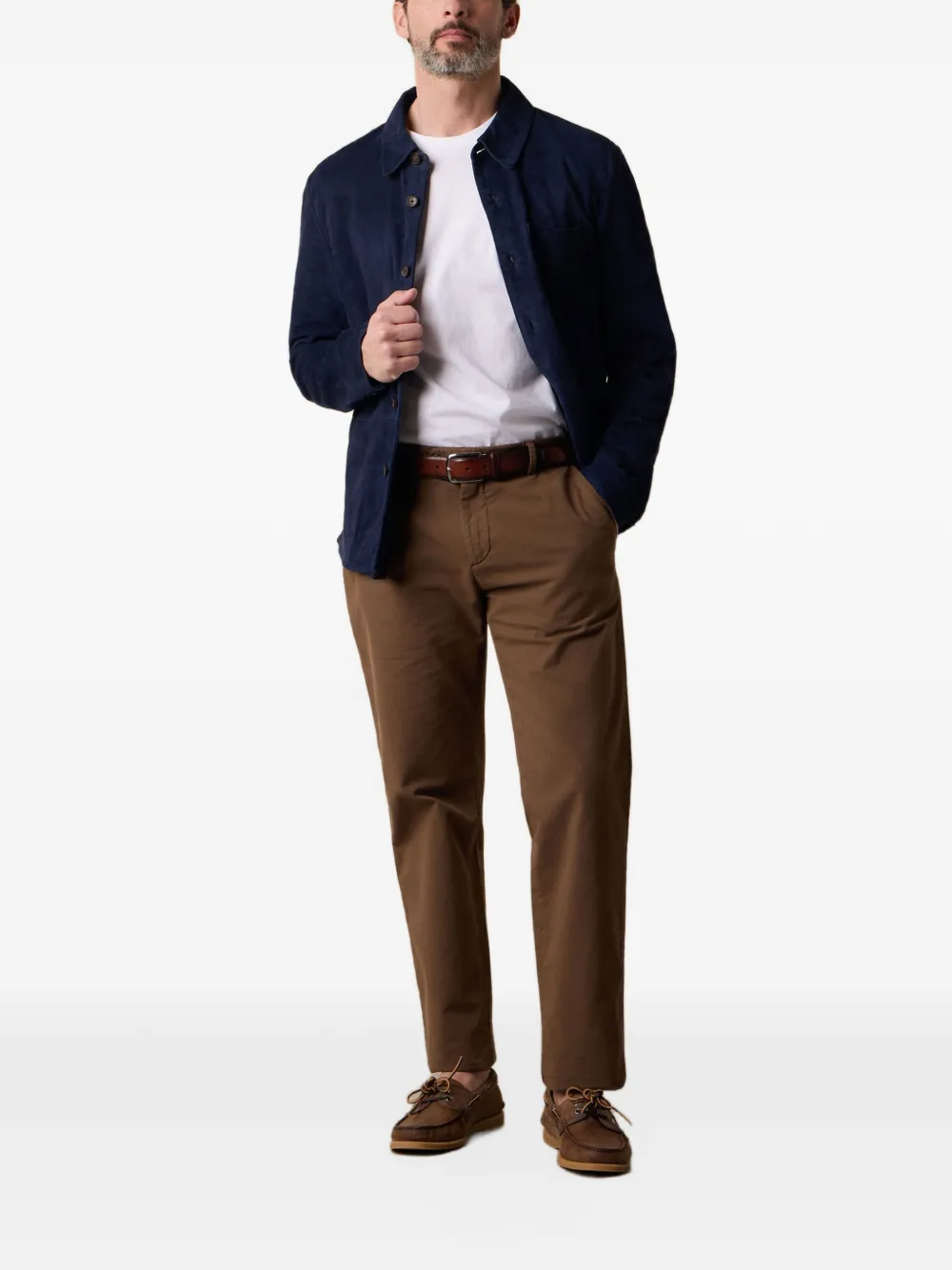 Brooks Brothers Suède shirtjack Blauw