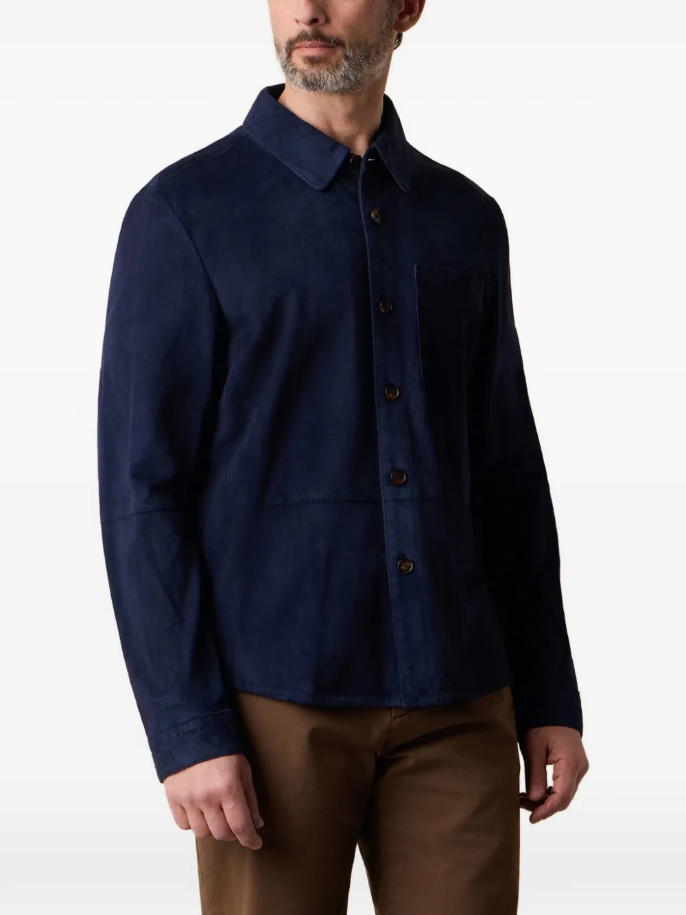 Brooks Brothers button-up suede shirt jacket - Blau