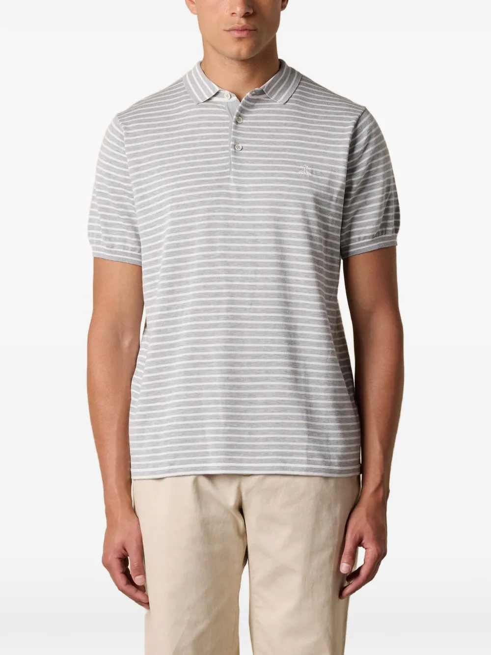 Brooks Brothers logo-embroidered striped polo shirt - Grau