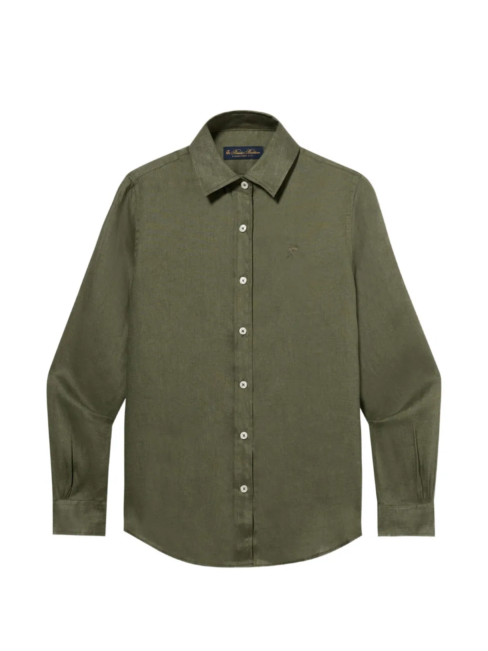 Brooks Brothers logo-embroidered linen shirt - Verde