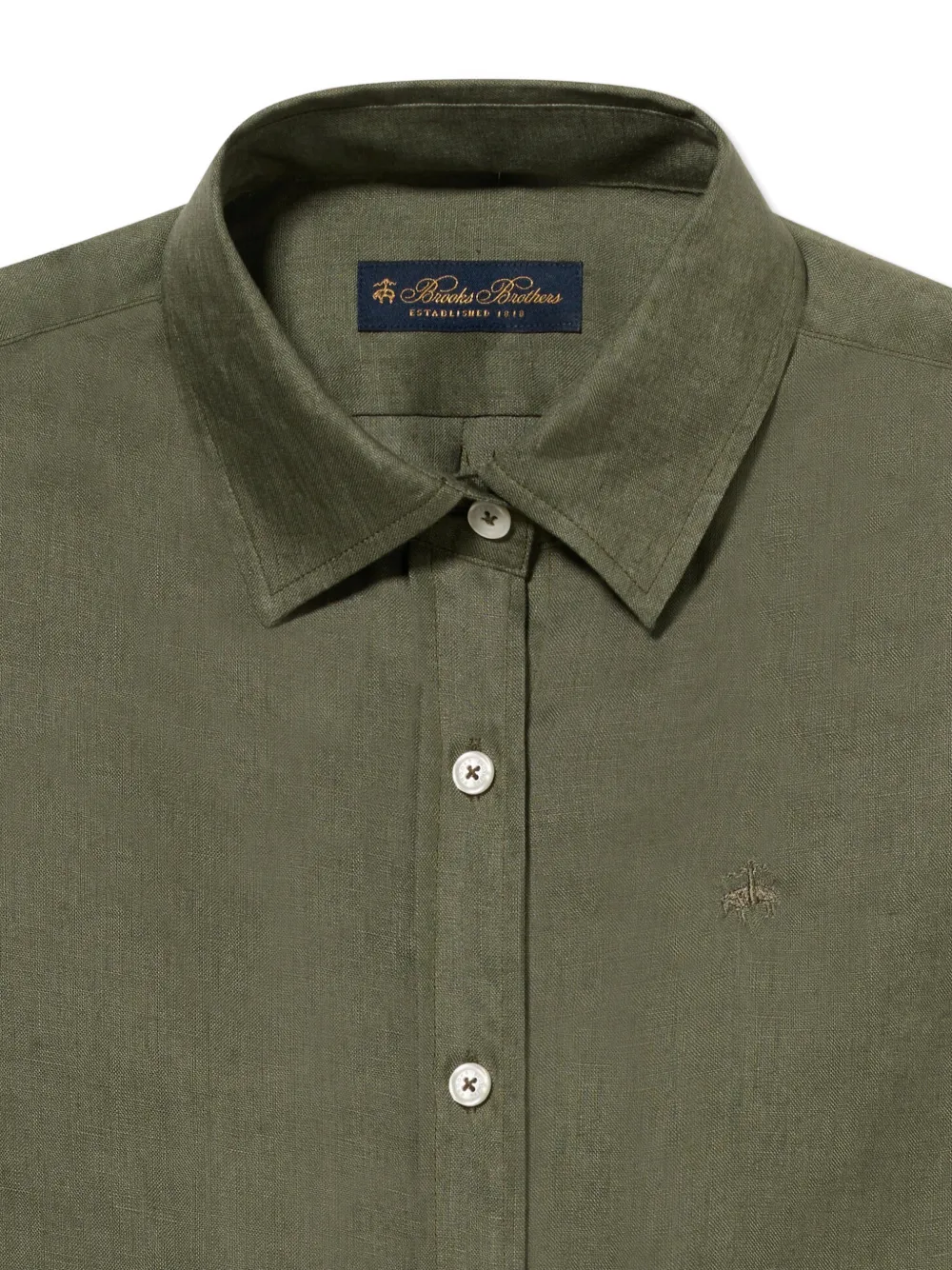 Brooks Brothers Linnen blouse met geborduurd logo Groen