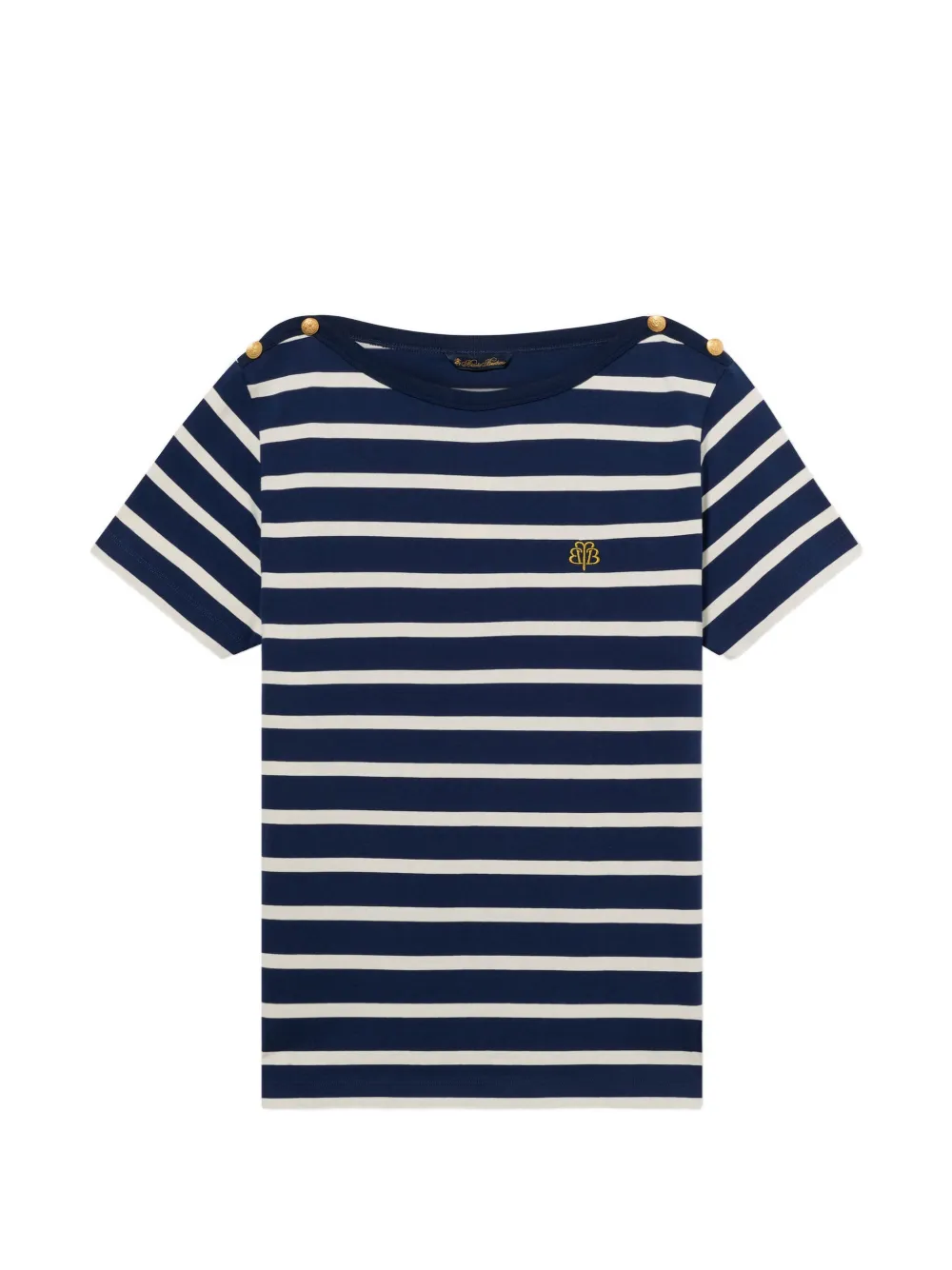 Brooks Brothers logo-embroidered striped T-shirt - Blu