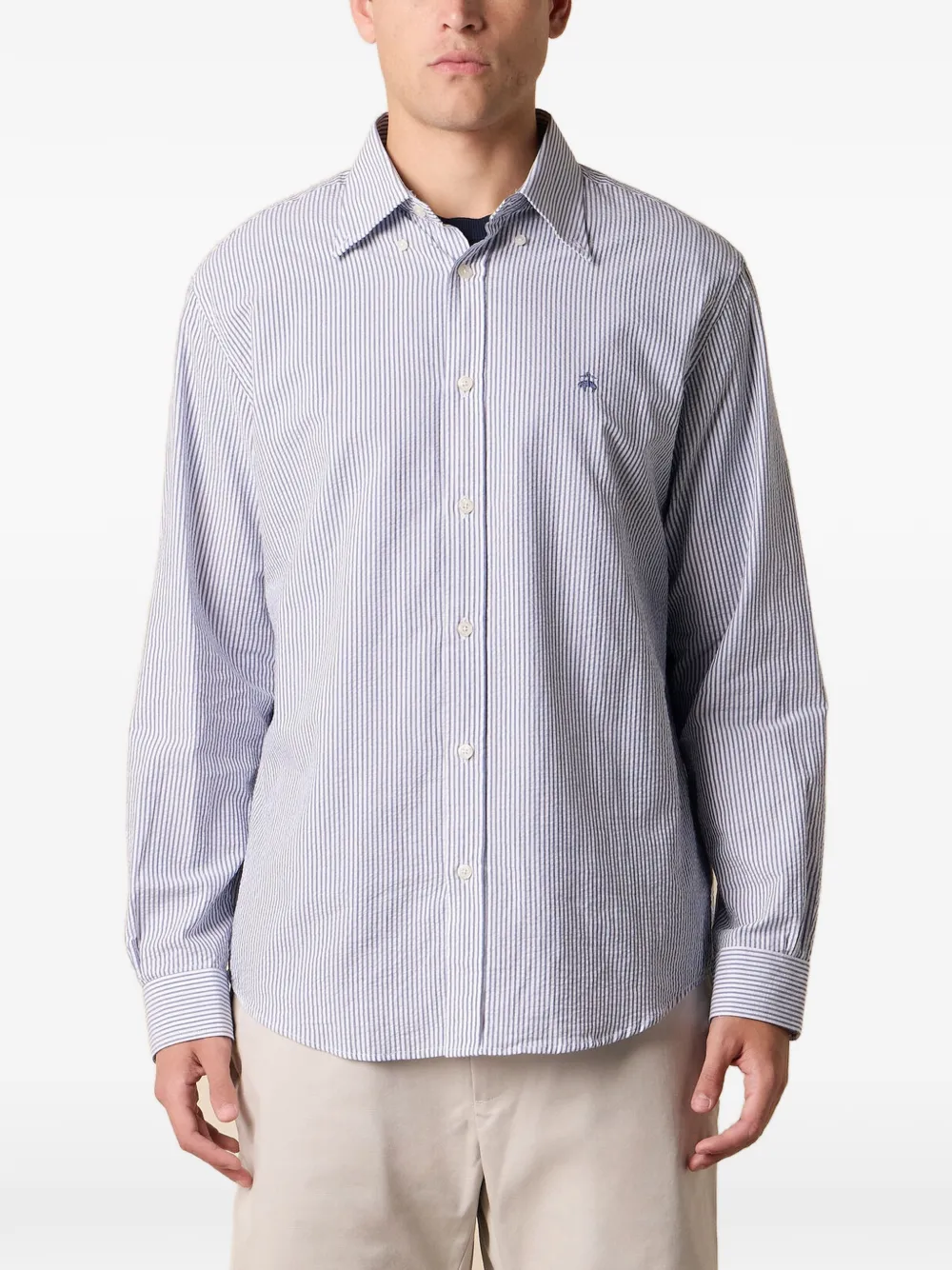 Brooks Brothers logo-embroidered button-down shirt - Blu