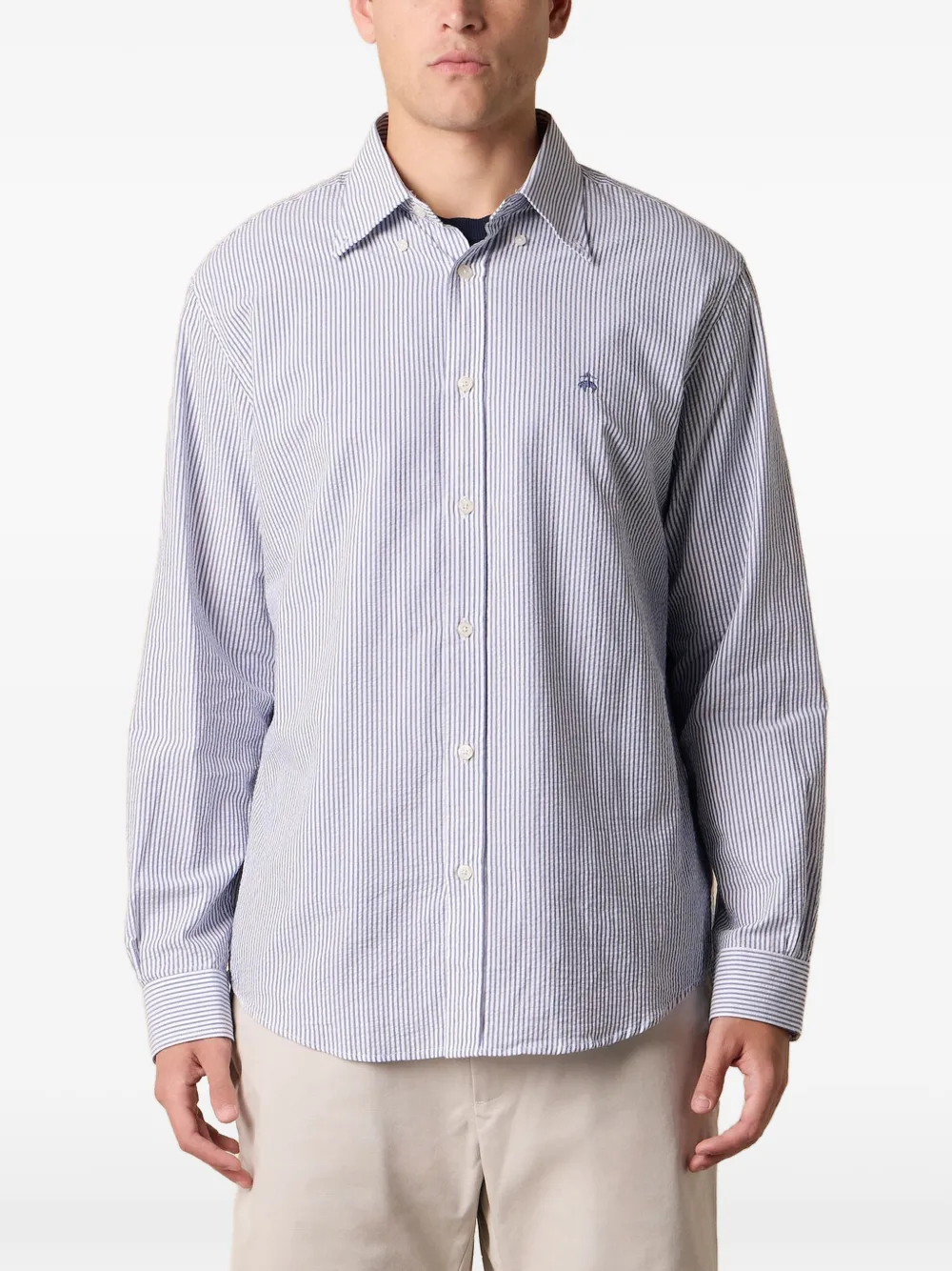 Brooks Brothers Overhemd met geborduurd logo Blauw