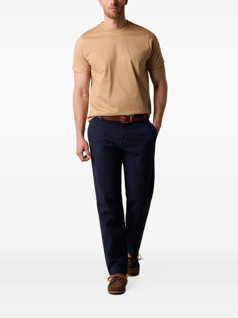 Brooks Brothers Katoenen T-shirt met geborduurd logo Beige