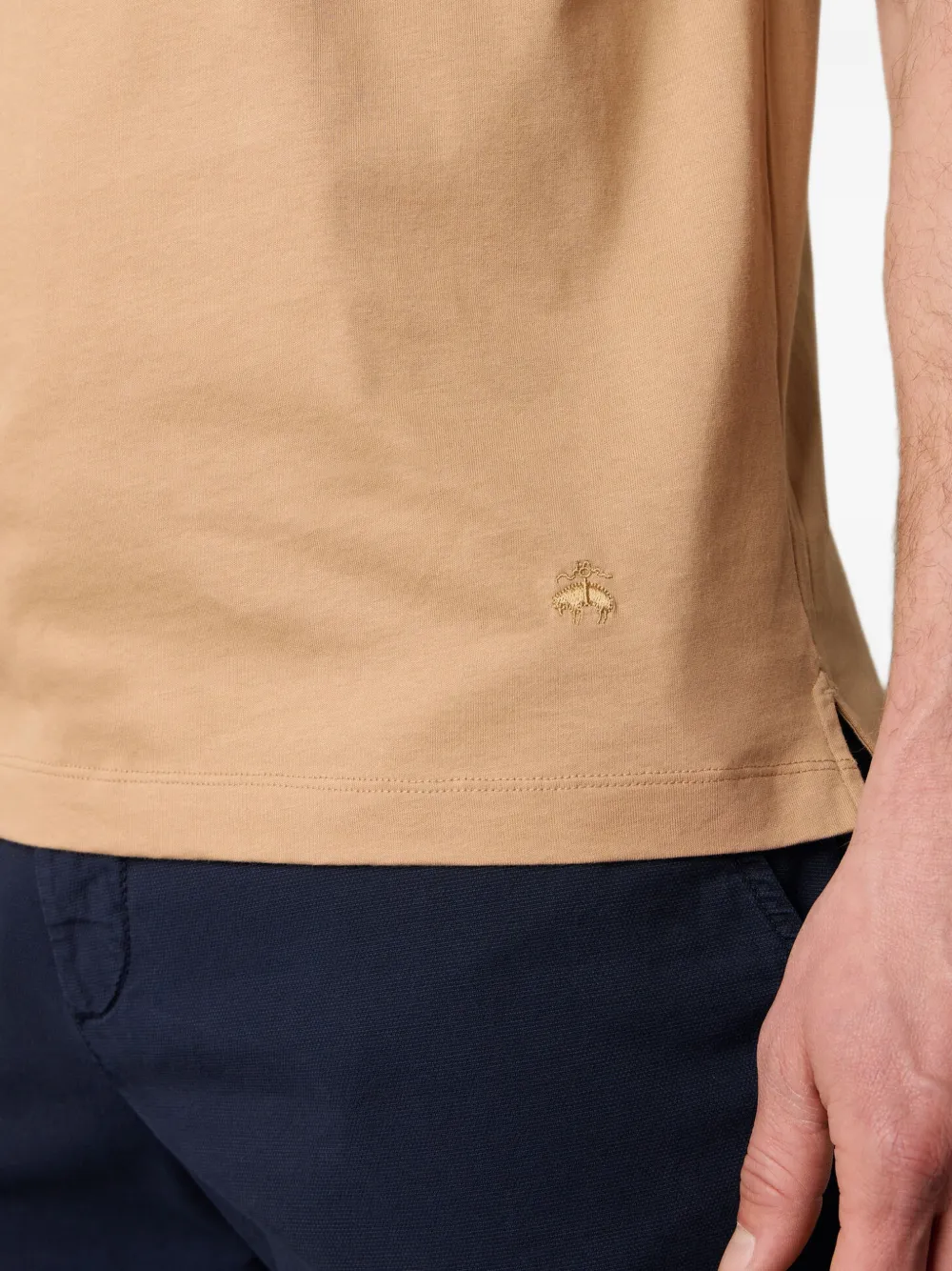 Brooks Brothers Katoenen T-shirt met geborduurd logo Beige