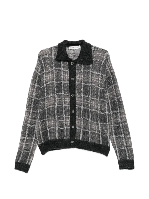 美品 OUR LEGACY Cardigan Check Mohair 22AW OUR LEGACY Check Cardigan | Grey | FARFETCH