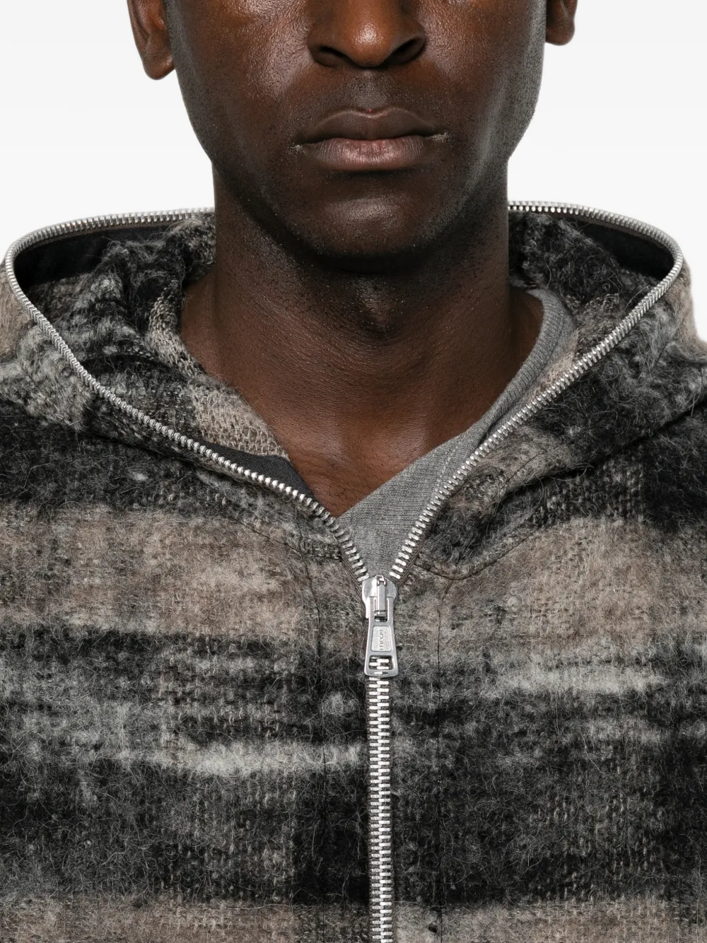 OUR LEGACY Hoodie met rits en Check-patroon Grijs