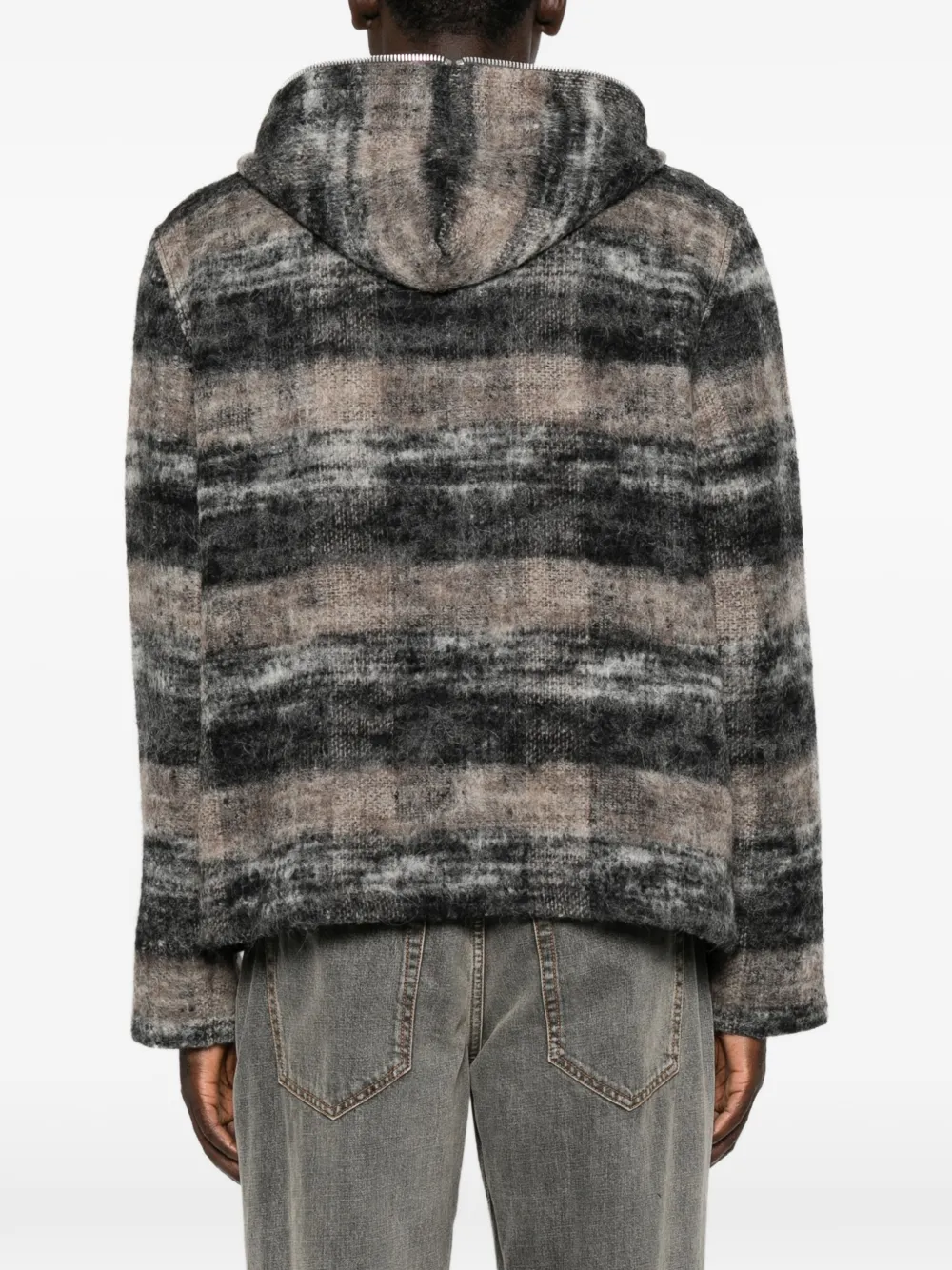 OUR LEGACY Hoodie met rits en Check-patroon Grijs