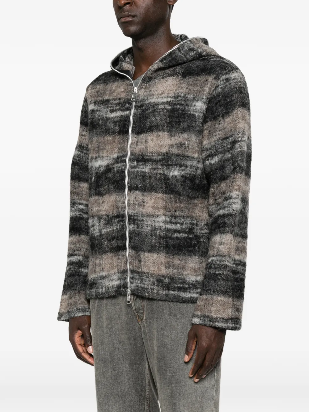 OUR LEGACY Hoodie met rits en Check-patroon Grijs