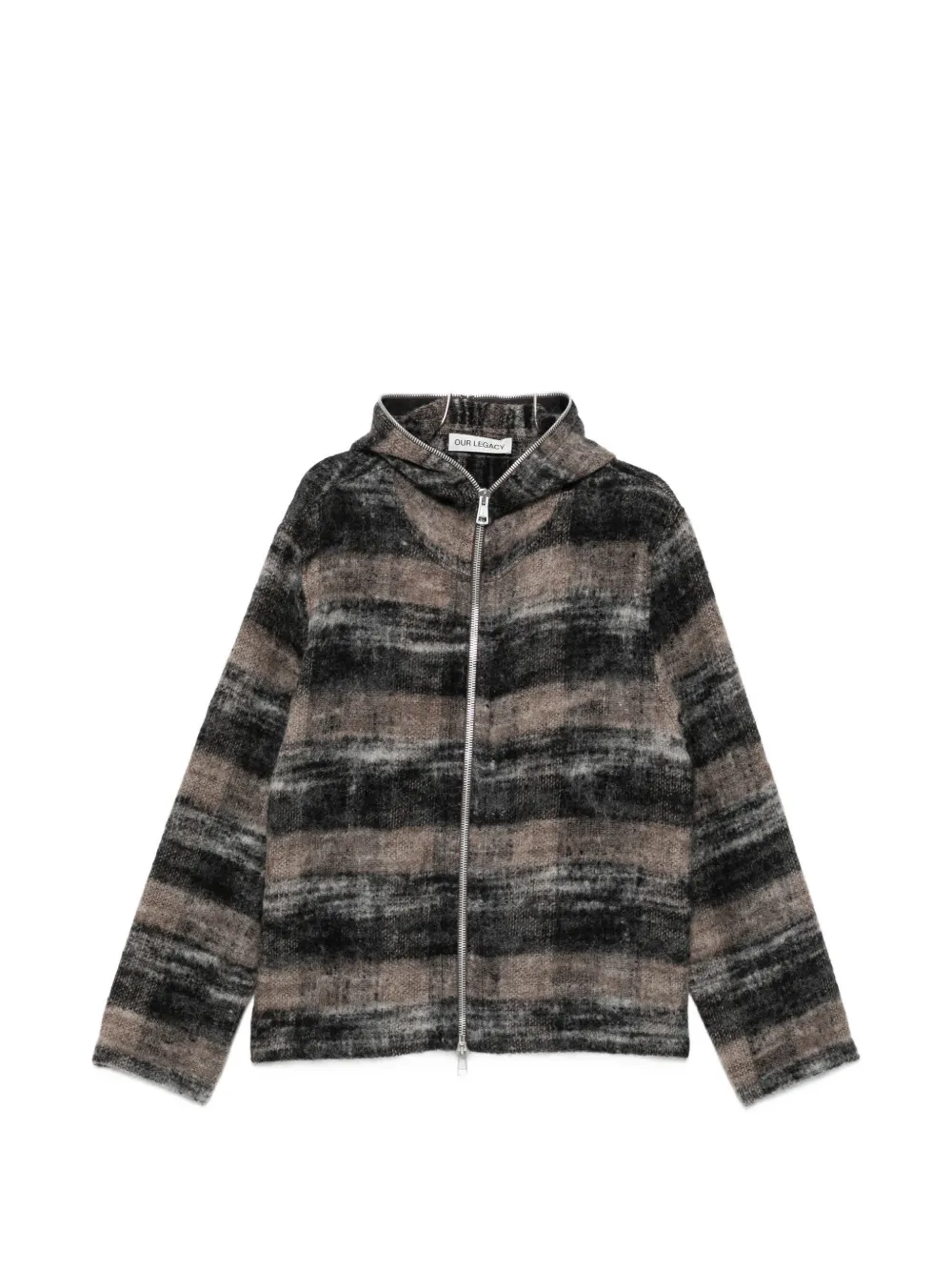 OUR LEGACY check-pattern zip-up hoodie - Grau