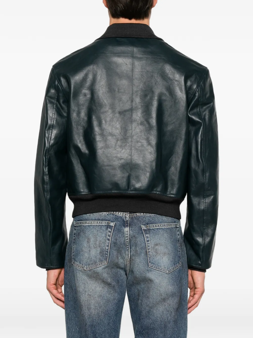 OUR LEGACY pliable leather bomber jacket Blauw