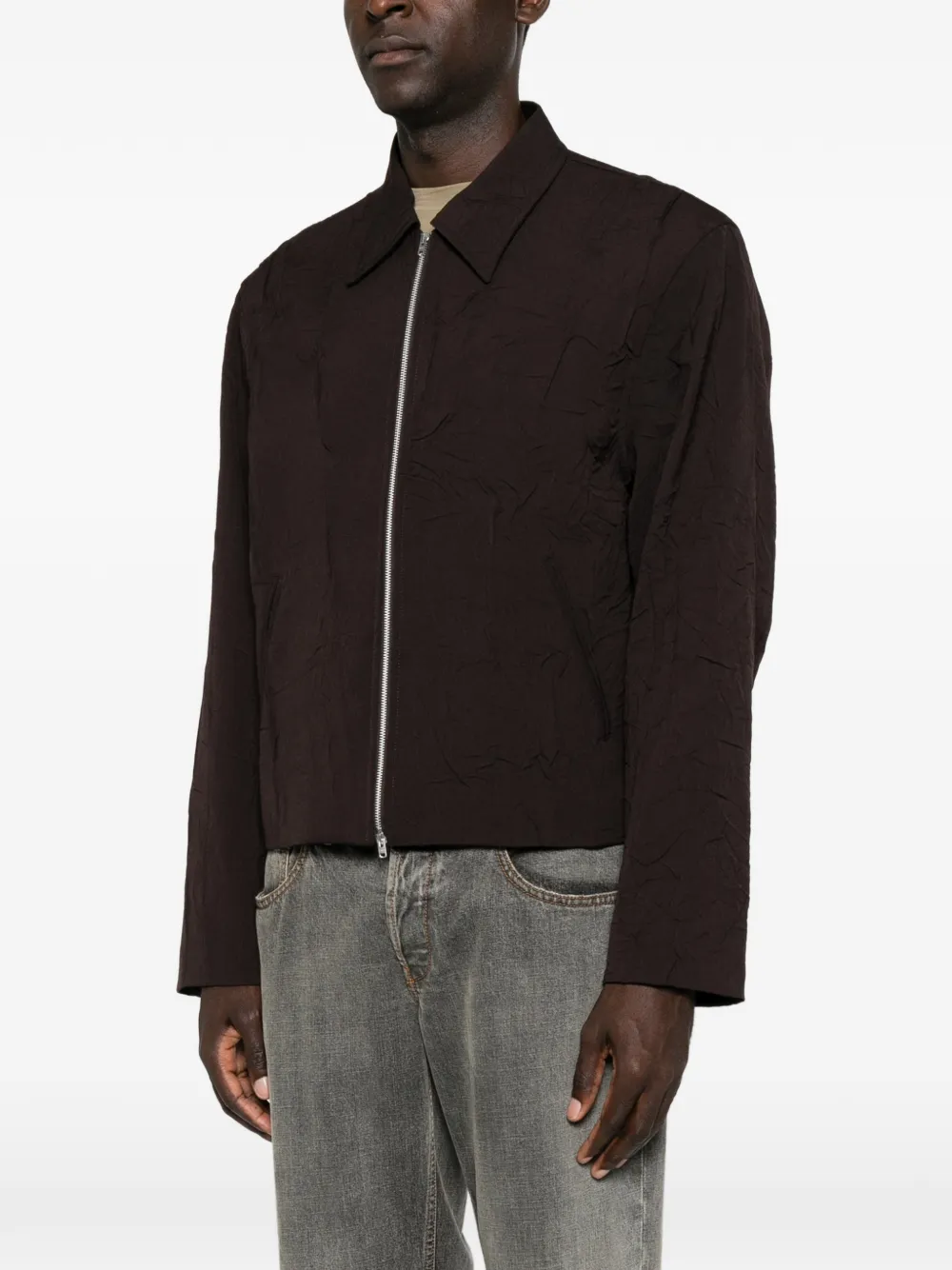 OUR LEGACY Mini wollen shirtjack met gekreukt effect Bruin
