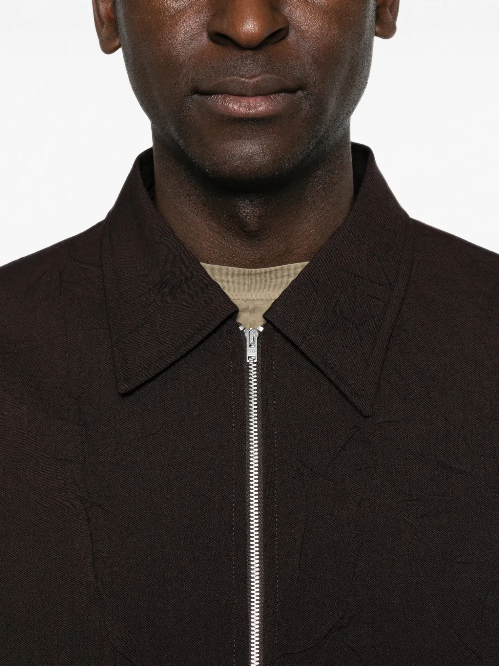 OUR LEGACY Mini wollen shirtjack met gekreukt effect Bruin