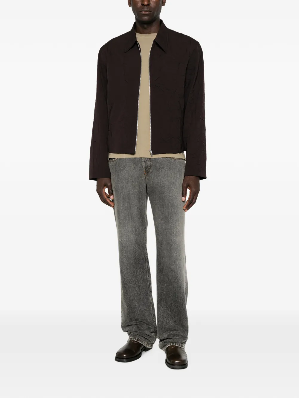 OUR LEGACY Mini wollen shirtjack met gekreukt effect Bruin