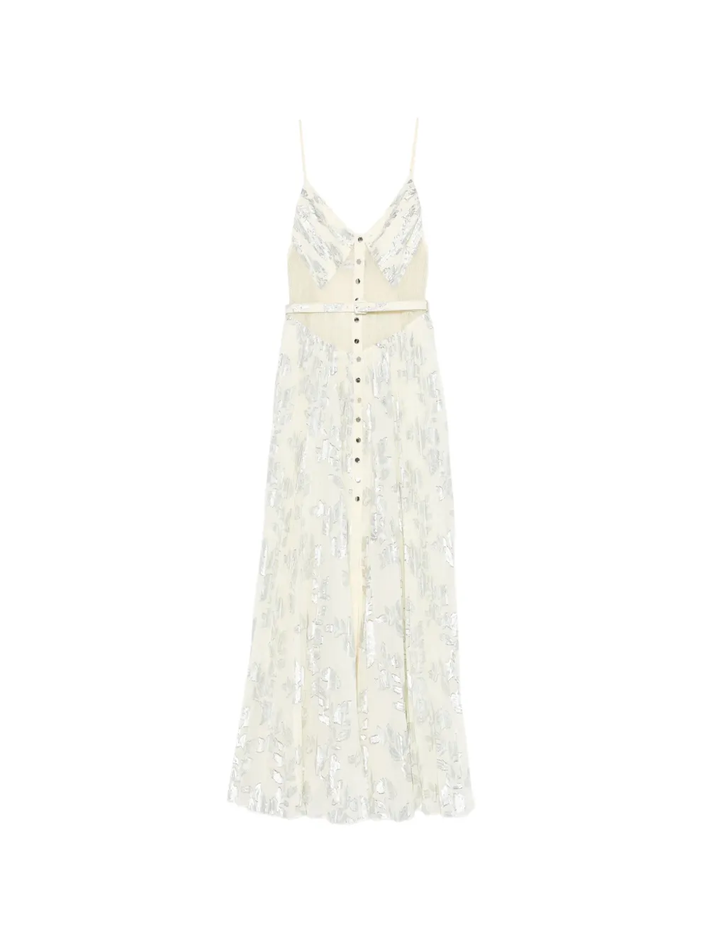 Self-Portrait metallic floral-pattern maxi dress - Toni neutri