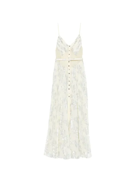 Self-Portrait metallic floral-pattern maxi dress