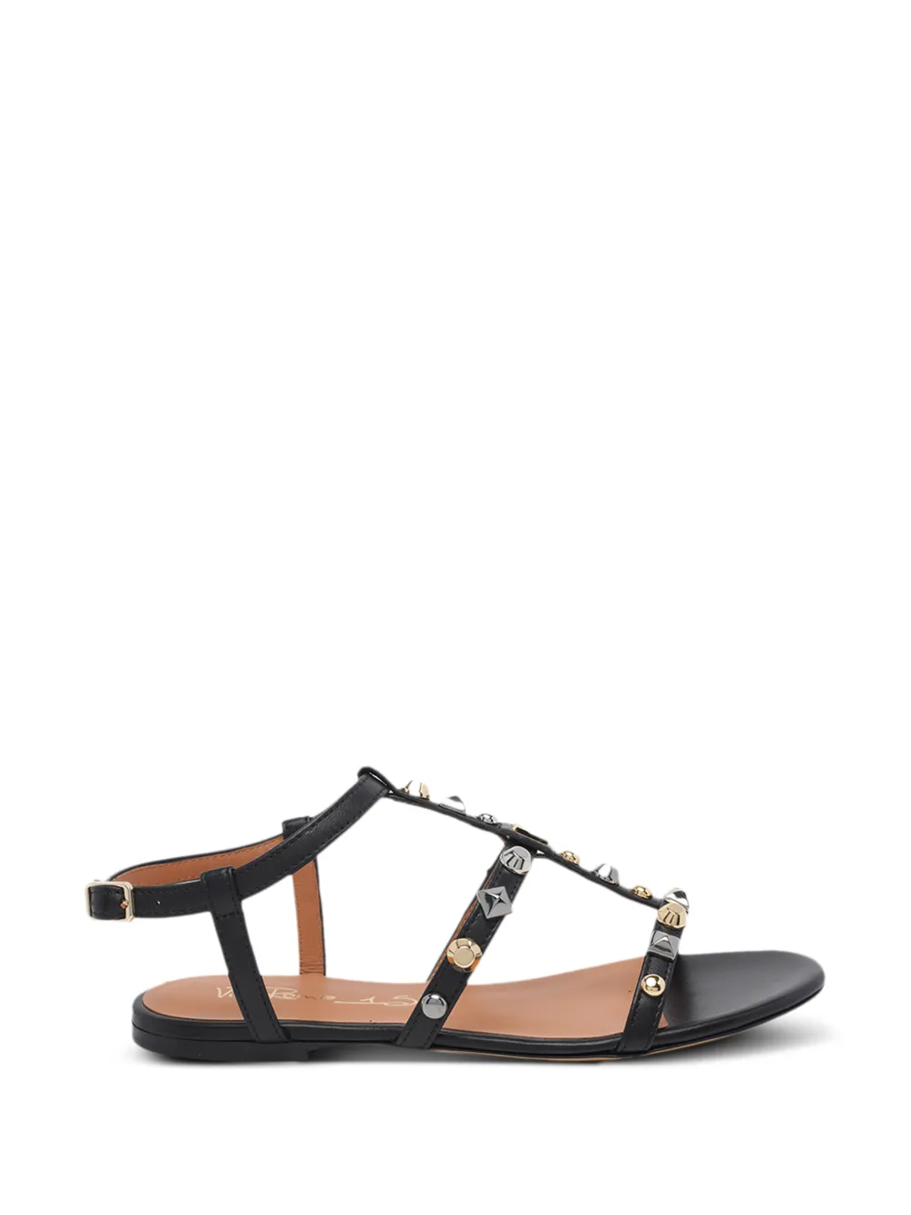 Via Roma 15 stud-embellished buckled sandals - Nero