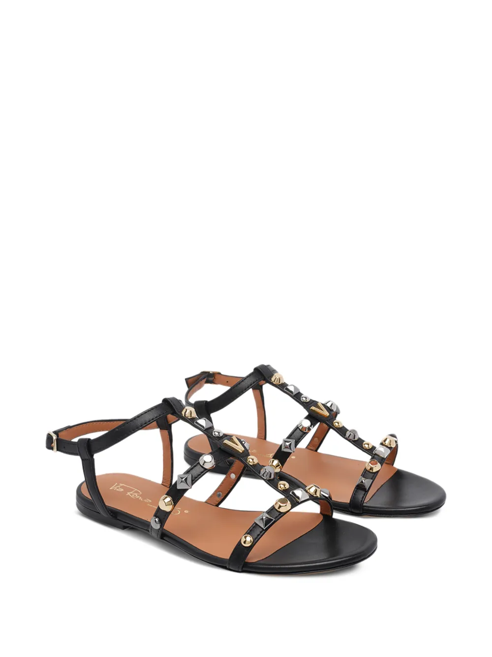 Via Roma 15 Sandalen verfraaid met studs Zwart